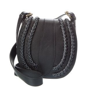 Persaman New York Daisy16 Braided Leather Crossbody, Black